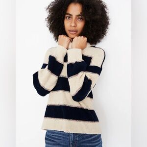 Madewell Navy and Cream Textured Sweater